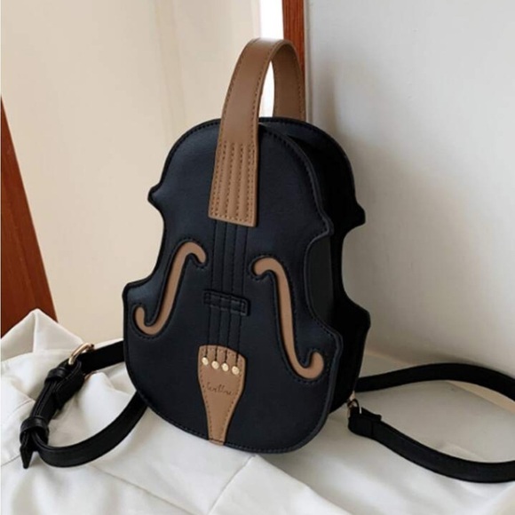 Violin off white Shaped Bag Crossbody or Messenger Bag Sling Bag with Dust bug - Picture 3 of 15